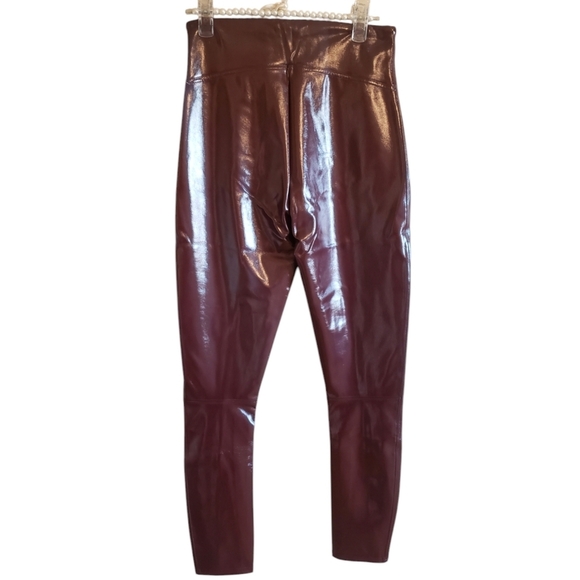 SPANX Leggings Faux Vegan Patent Leather Womens Ruby M L Hidden Waistband New - Picture 4 of 16